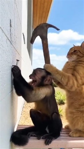 funny 😺 doing prank with monkey 🐵🐒 #viral #reels