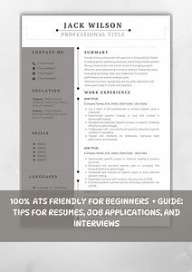 Clean Modern Resume Template for Beginners 3 Pages | Cover Letter Template | Guide: Advice for Resumes, Job Applications, and Interviews - Etsy Canada