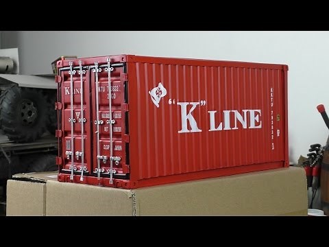 Metal scale model shipping container.
