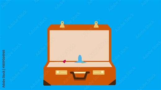 Animated suitcase releasing multiple aircraft, expressing dynamic travel and global movement concept.