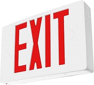 LFI Lights® Standard Exit Sign, UL 924 Listed, Red LED, White, 120/277VAC Hardwired with Battery Backup, Wall, Ceiling or Side Mount, Optional Double Face and Knock Out Arrows LEDRWBB