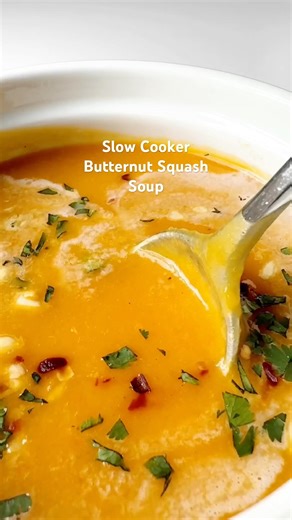 Slow Cooker Butternut Squash Soup #recipe