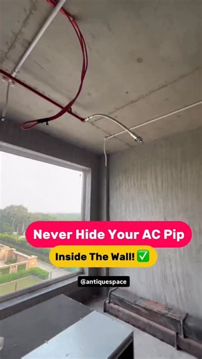 Antiquespaces on Instagram: "Hide Your AC Pipes Smartly with These Simple Design Tips #ACHideIdeas #ACPipingCover #InteriorDesignTips #HomeImprovement #ACConcealment #ModernInteriors #SmallSpaceDesign #SmartHomeHacks #AestheticHomes #DesignerTips"