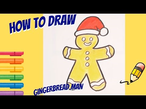 How to draw a gingerbread man for Christmas-easy step by step drawing