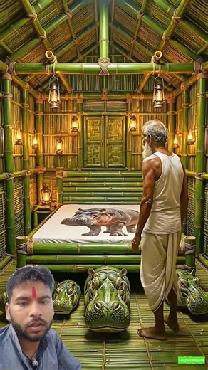 Old Man Builds a Secret Bamboo Shelter to Survive a Hippopotamus Attack | Handmade Shelter#cow​।