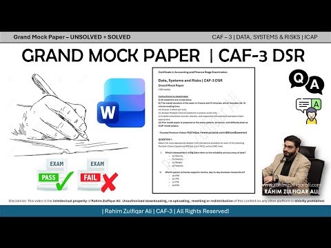 Grand Mock Paper and Exam Tips - CAF 3 DSR - Rahim Zulfiqar Ali | Data, Systems and Risks