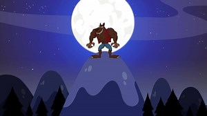Download Angry Werewolf Cartoon Character Howling Over Moon. 4K Animation Motion Graphics With Background for free
