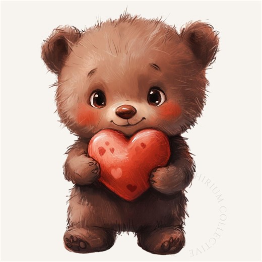 Valentine Bear Clip Art Set (10 PNGS), Animal Pngs, Digital Download - Etsy