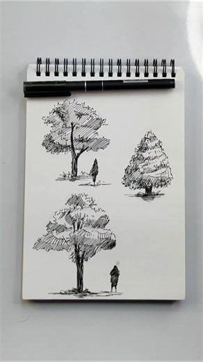 How to draw tree with pen ✨#art#tree#tutorial#shorts