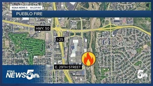 Pueblo Fire responds to fire burning in Fountain Creek near the Pueblo Mall