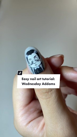 Cute Wednesday Addams Nail Art Tutorial