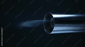 Blue stream of flame with sparks coming out of the nozzle of a gas burner on a black background. Macro. Closeup. Slow motion. High speed camera. V-log - High Dynamic Range