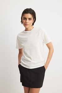 Linen Blend Round Neck T-shirt White