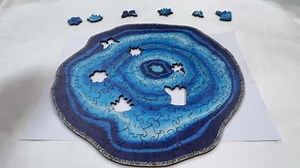 Blue Geode Puzzle – Realistic World Wooden Jigsaw Puzzle A3 Size by Sharp Brain Zone, Premium Plywood Brain Teaser, Unique Art Design,Unique Geode Art Design, Decorative Brain Teaser Gift