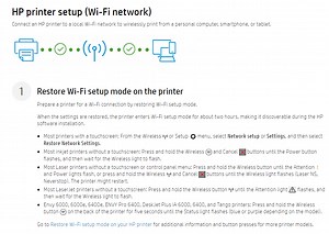 Envy Pro 6400 won't connect to new wifi