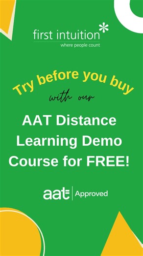 AAT First Intuition #TeamFI on Instagram: "Thinking about studying with us? Why not sign up to one of our AAT Distance Learning Demo Courses absolutely free and get a taste of what it’s like to study AAT with First Intuition? Find out more here: https://www.firstintuition.co.uk/fihub/aat-distance-learning-demo-course-for-free/"