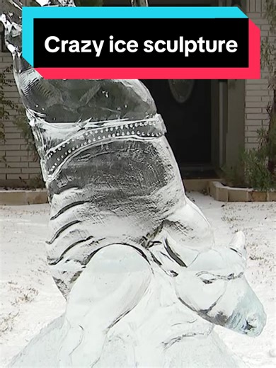 Ice Sculpture of a Bull in Fort Worth's Winter Wonderland
