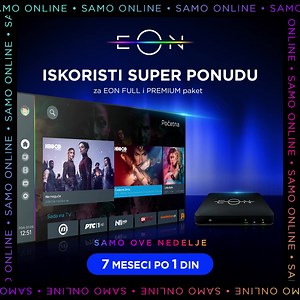 [EON PONUDA NEDELJE - 7 MESECI PO 1 DINAR] Poruči online EON Full ili Premium paket i iskoristi dodatnih mesec dana po 1 DINAR. 🥳 Uz EON pakete dobijaš: ✅ Omiljene TV kanale – Sport Klub, Nova S, N1 kao i mnoge druge 📺 ✅ Video klub sa više od 19.000 naslova 🎬 ✅ Gledanje TV programa do 7 dana unazad ✅ Internet do 500Mbps 💨 ✅ besplatne razgovore sa više od 800.000 brojeva unutar United Group mreže u regionu 📞 Izaberi EON paket za sebe online brzo i lako 👇👇👇 | SBB