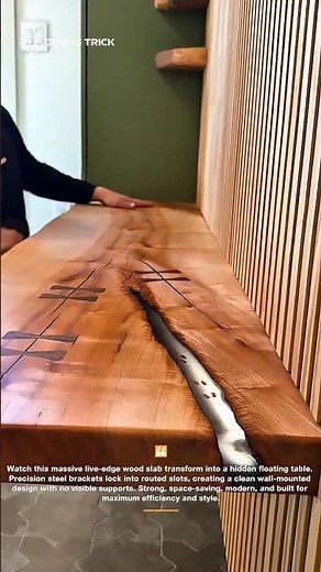 Hidden Floating Table Secret #Woodworking #DIYProjects #SatisfyingBuild