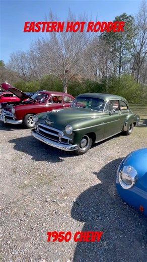 1950 Chevy hot rod looks good in a subtle green color.