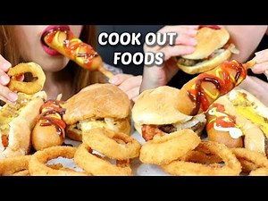 ASMR OUR FAVORITE COOK OUT FOODS + SWEET POTATO ICE CREAM 리얼사운드 먹방 | Kim&Liz ASMR