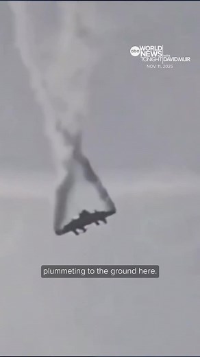 Shocking images show a Turkish C-130 cargo plane crash shortly after taking off in Azerbaijan. Video appears to show the plane breaking up as it plummeted to the ground with at least 20 on board. There were no survivors. David Muir reports.