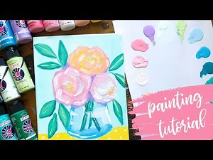 Easy Acrylic Painting Tutorial - Floral Bouquet (for beginners)