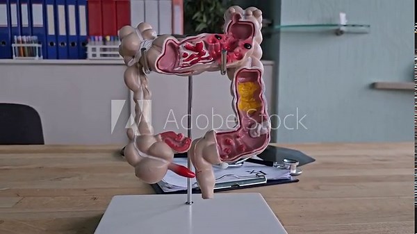 Understanding the structure of the human colon with a detailed model in a medical office
