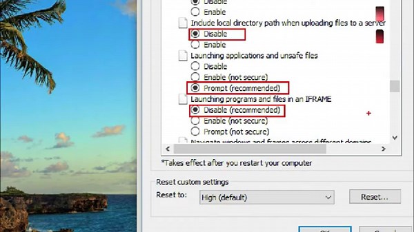 How to disable security warning Your current security settings put your computer at risk