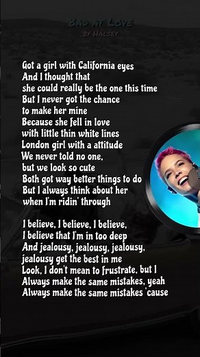 Bad at Love by Halsey #lyrics #musiclyrics #badatlove #halsey