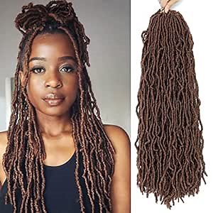 Brown Soft Locs 22 Inch Faux Locs Crochet Hair 7 Packs Faux Locs Curly Crochet Hair Pre Looped Crochet Loc For Black Women 30 Butterfly Locks(22inch, 7 Packs, 30#)