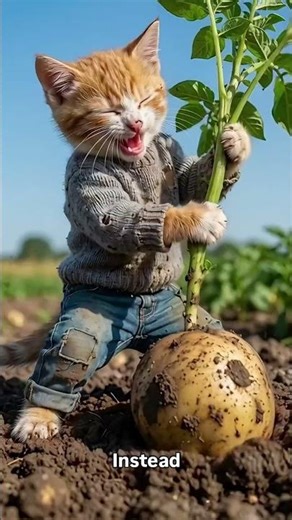 This Hungry Stray Kitten Found a Rotten Potato… What Happened Next Is Unbelievable 🐾 #animallove