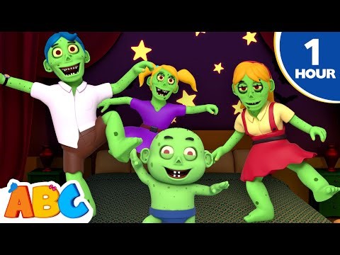 Five Zombies Jumping On the Bed! Spooky Scary Songs for Kids | ABC Learning club