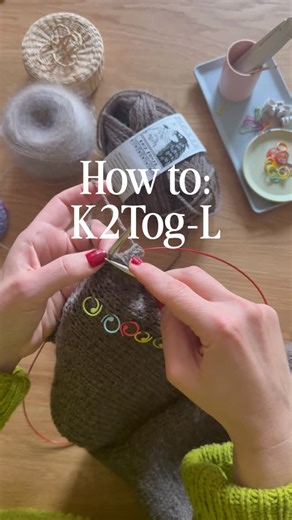 Alex | Knitting on Instagram: "The k2Tog-L decrease seems to be gaining popularity - I’m seeing it all over the place lately! It sounds tricky, and maybe it is the first time, but this is a quick and unfussy left leaning decrease. Save this reel for next time you need a little help on your sweater 🫶🏻 The yarn seen above is the lovely Matiz by @retrosariarosapomar in colorway C, and my stitch markers are from @cocoknits - both gifted. #knittersofinstagram #knitting #strikking #sweaterknitting #