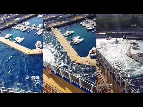 Watch Giant Cruise Ship Crush Tiny Marina