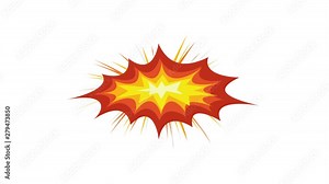 Pack Of Comic Book Blast And Explosions/ 4k animation of a set of comic book explosions, blast and cartoon fire bomb, star bursting, bang and exploding symbols