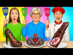 ME VS GRANDMA COOKING CHALLENGE 🍲 Hilarious Recipes by 123 GO! CHALLENGE