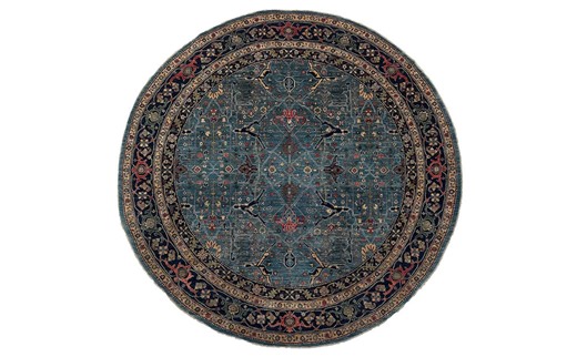 10ft Round Afghan Bidjar Rug, Blue Floral Wool Carpet - Etsy