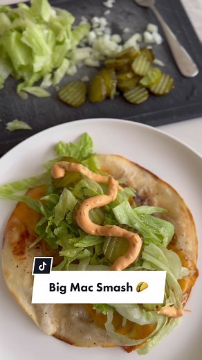 Big Mac Smash tacos 🍔 🌮 Hands down the most legit fakeaway recipe ever - tacos - mince - salt & pepper - onion diced - cheddar cheese sliced - iceberg lettuce shredded - pickles - @watties_newzealand burger sauce #fakeaways #bigmac #easyrecipe