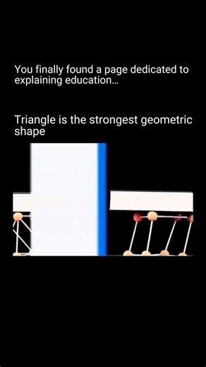 Explain Education on Instagram: "A triangle is considered the strongest geometric shape because it maintains its form even when force is applied. Unlike squares or rectangles, a triangle does not distort without changing the length of its sides. This makes it very stable, which is why triangles are widely used in bridges, buildings, and truss structures to evenly distribute weight and resist deformation. . . #physics #knowledge #education #explorer"