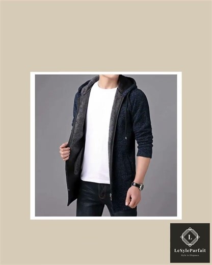 Men’s Long Hooded Cardigan Sweater – Winter Knit