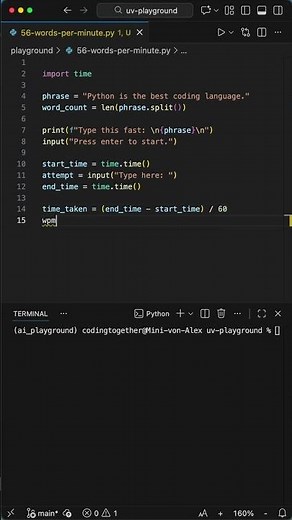 Simple Words per Minute Calculator in Python