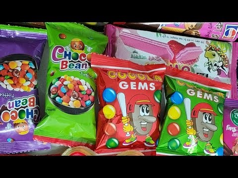 Satisfying video Asmr lollipops candy and chocolate gummy candy unboxing video Asmr-23