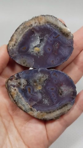 Lavender Purple Banded Agate Geode Pair - Etsy