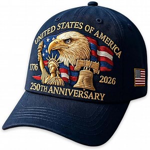 America 250th Anniversary Embroidered Eagle Baseball Hat, Patriotic Retro Adjustable Cap for Men & Women, Tribute Design with Flag Accent, Celebrate 250 Years of Independence and American Pride