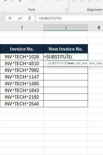 Excel SUBSTITUTE Formula | Change Invoice Format Automatically | Excel Text Function Trick