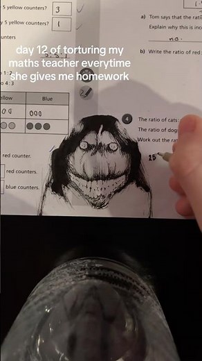 day 12 of torturing my maths teacher everytime she gives me homework #art #horror #comedy #funny