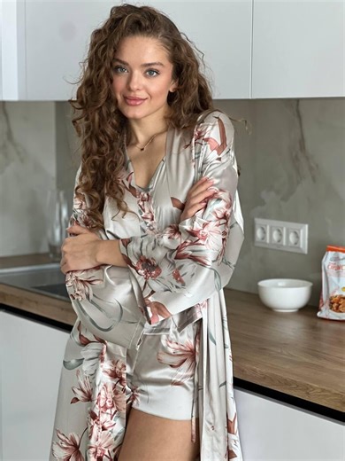 Silk Robe and Pajama Set for Women, Satin 3 Piece Loungewear, Cami Top Shorts and Robe, Luxury Home Outfit - Etsy