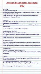 Anchoring Script for Teachers’ Day