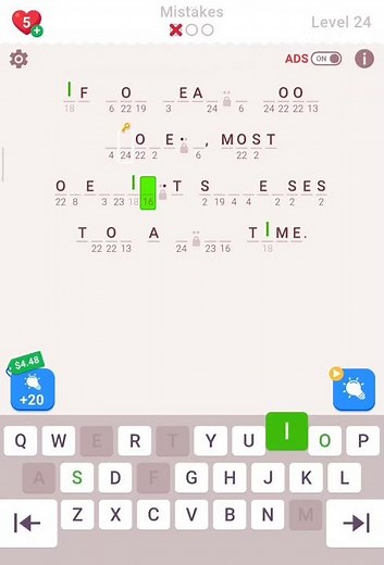 Cryptogram letter level 24